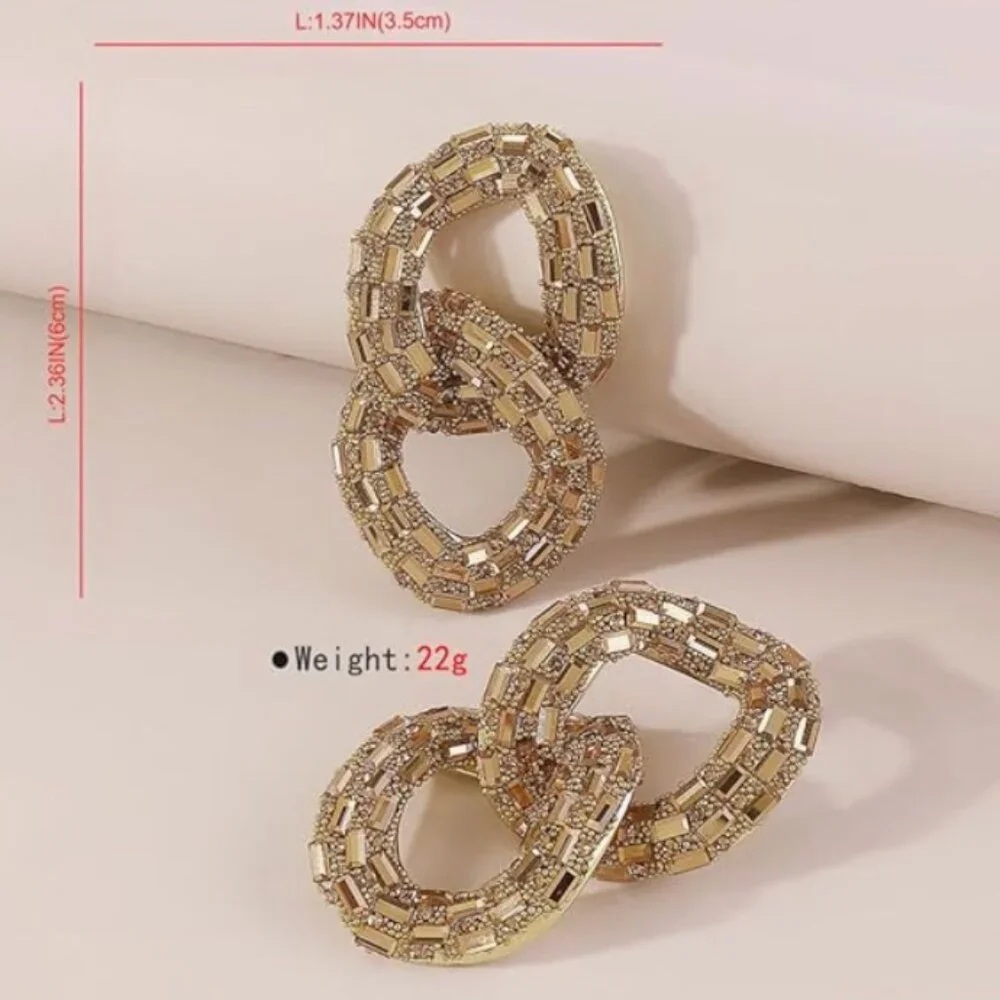 Rhinestone Double Chain Earrings